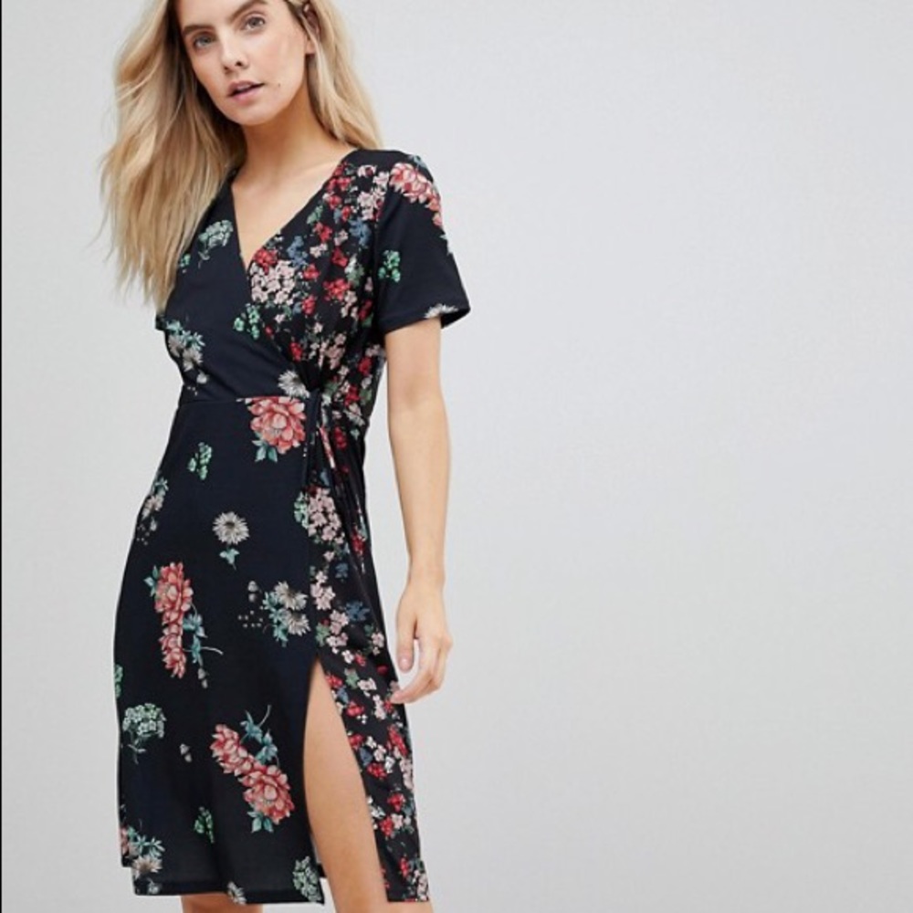 ASOS Midi Wrap Dress Mixed Floral Print